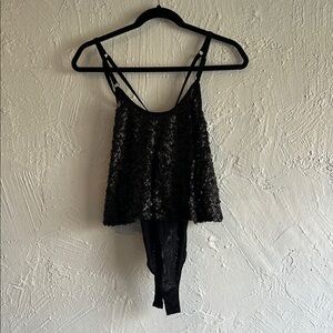 Black Sequin Sleeveless Top